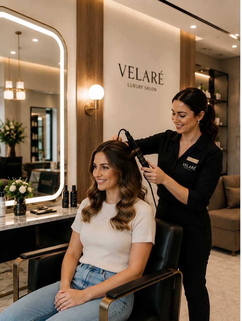 Sleek layered cut with a glossy finish